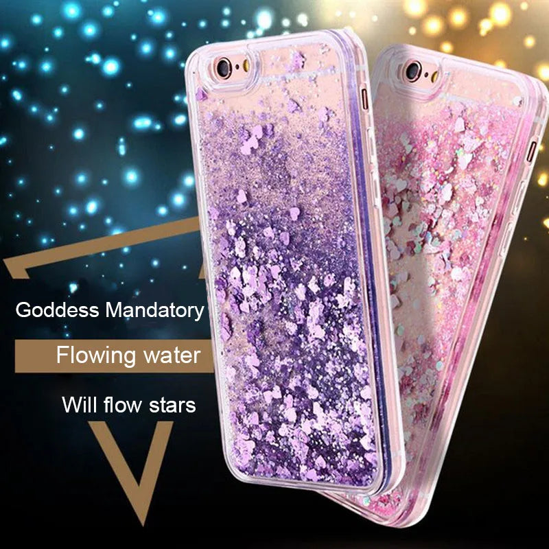 Coque de téléphone à paillettes étoiles cœur d'amour pour iPhone 15