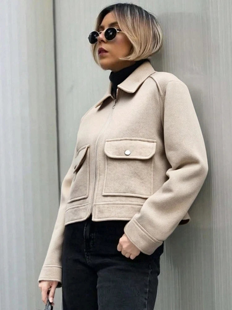 SLTNX Women's Zipper Jacket Coat New Winter Long Sleeve