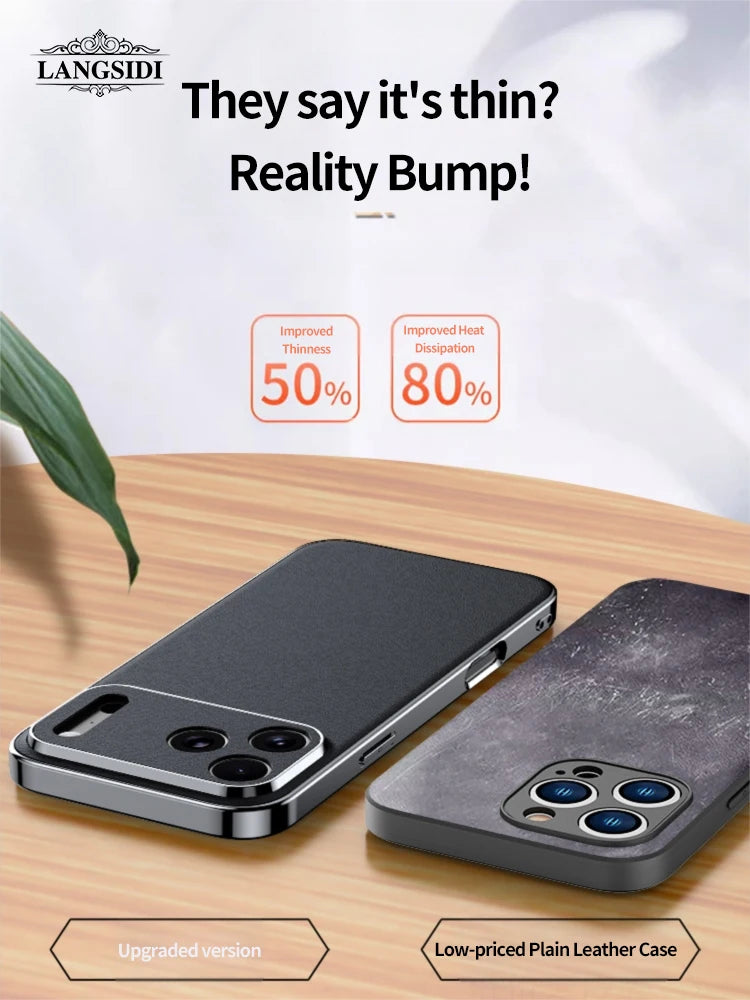 LANGSIDI Luxury Leather Phone Case for iPhone 17
