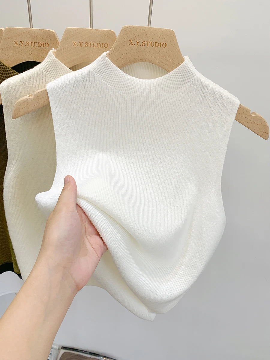 Débardeur tricoté sans manches pour femmes