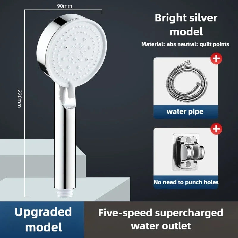 Black 5 Modes Shower Head Adjustable High
