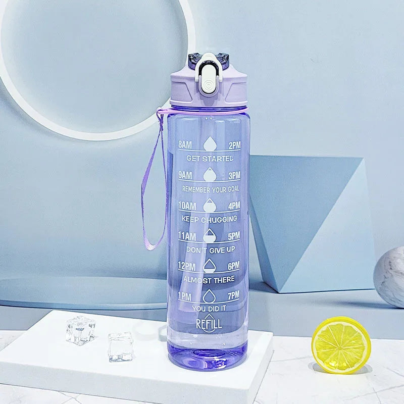 Sports Water Bottle with Time - Tracking Straw Leak