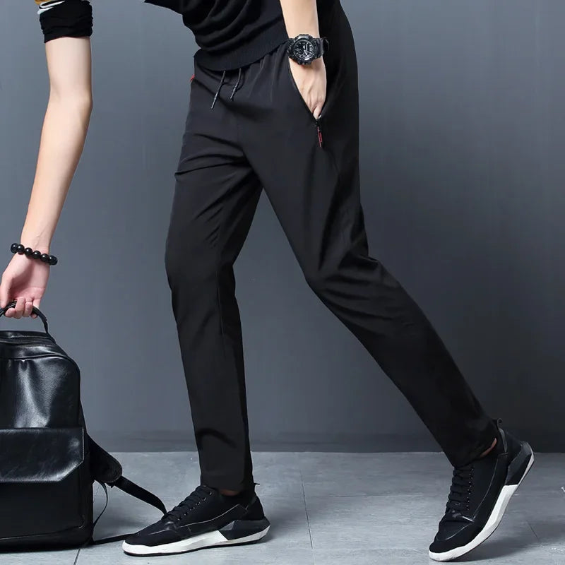 Men's Casual Pants Straight Slim Fit Elastic