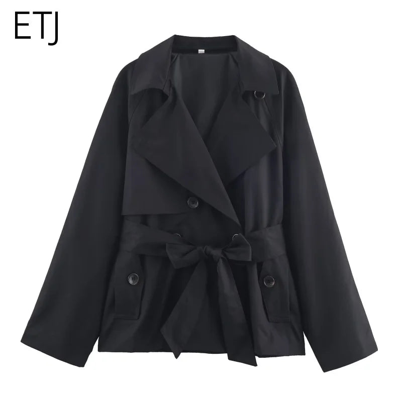 Women's British Lapel Maillard Belt Trench Coat