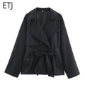Women's British Lapel Maillard Belt Trench Coat