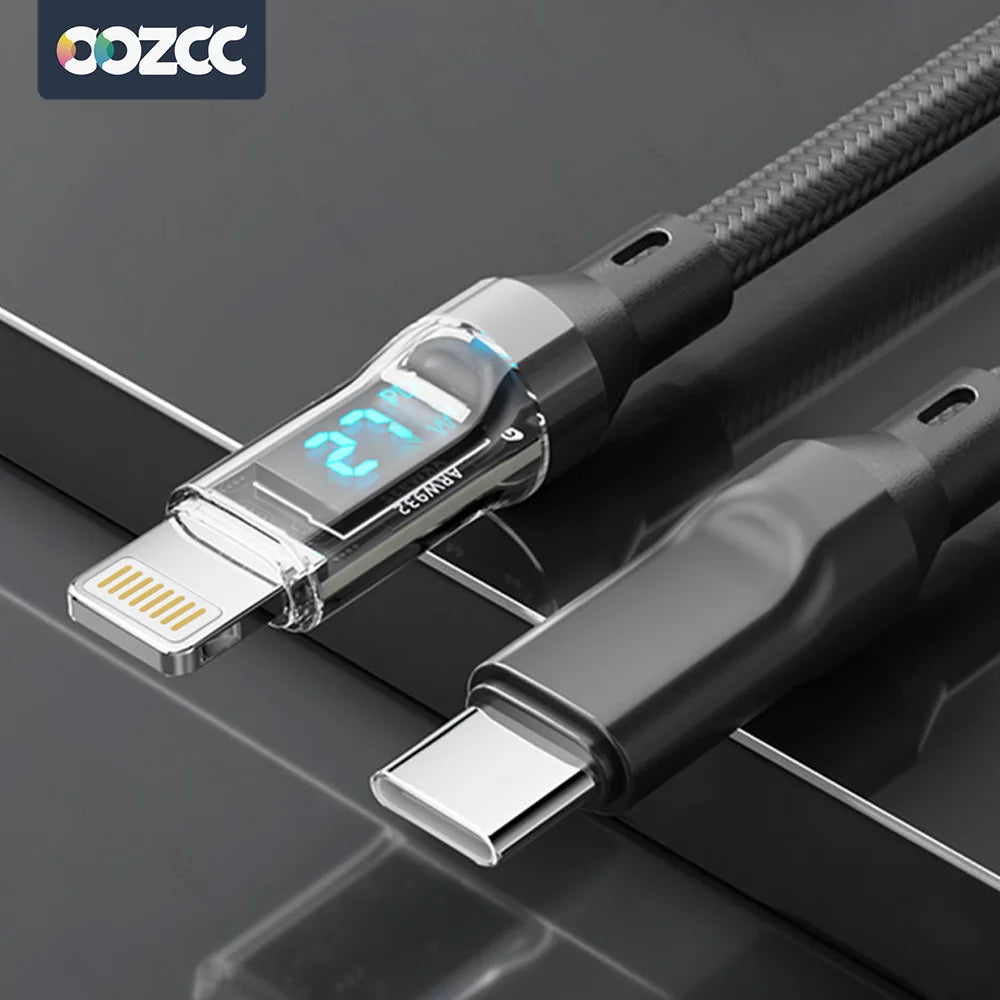 PD 27W Fast Charge Cable LCD Display Transparent
