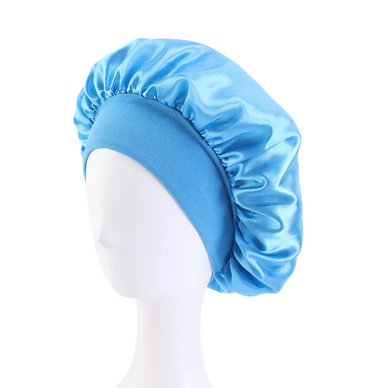 New Satin Wide Brim Nightcap Silky Bonnet Hair