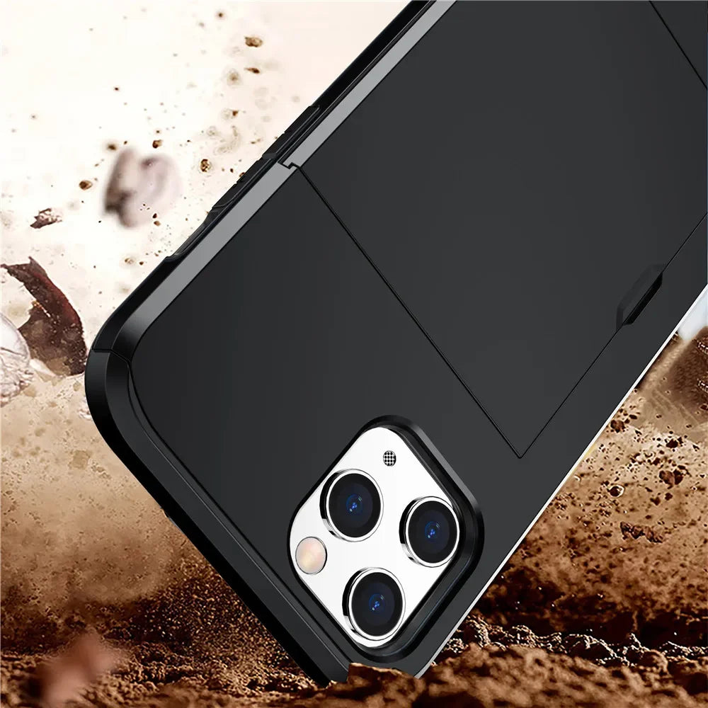 for iPhone 16 Pro Max 15 Case Slide Armor Wallet