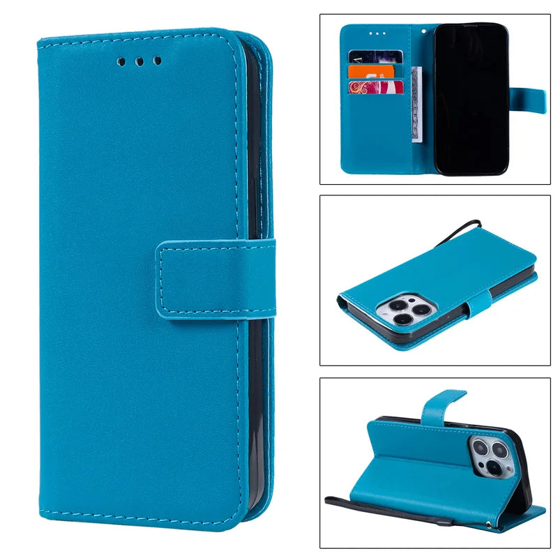 Wallet Flip Leather Case For iPhone 16 15 13 14