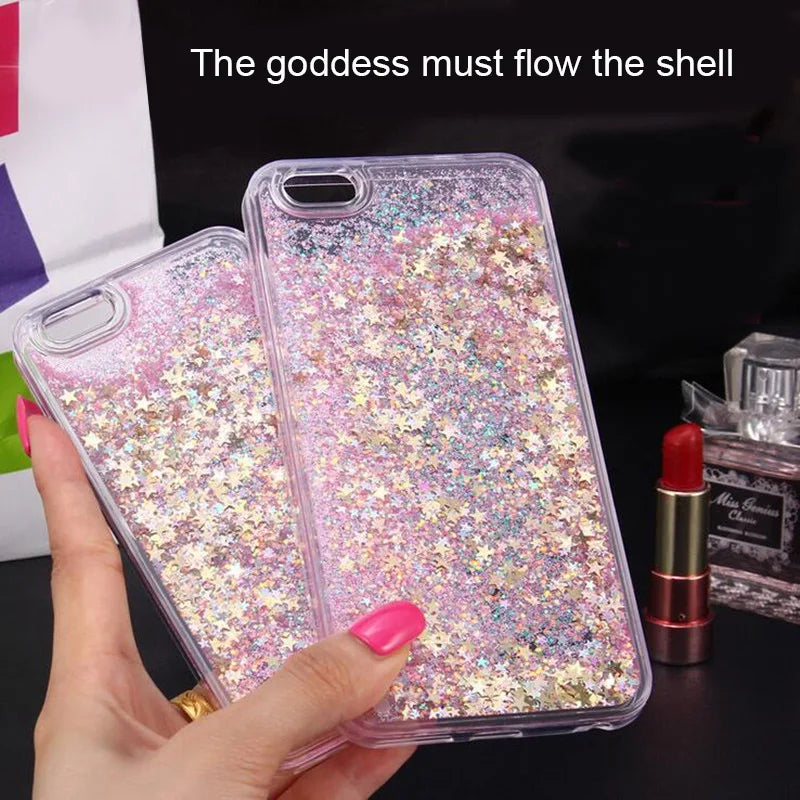 Love Heart Stars Glitter Phone Case For iPhone 15