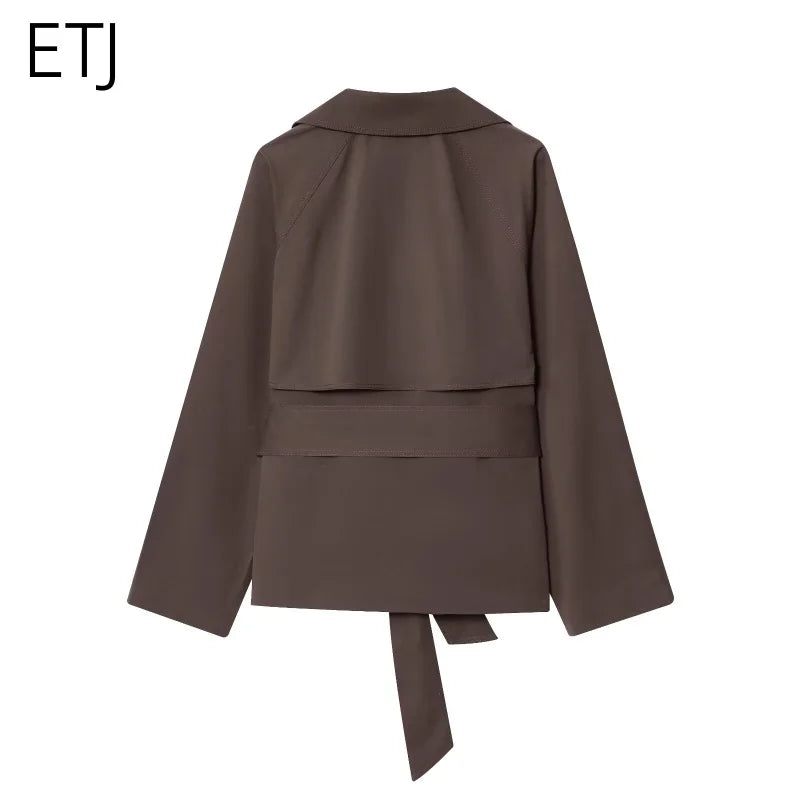 Women's British Lapel Maillard Belt Trench Coat