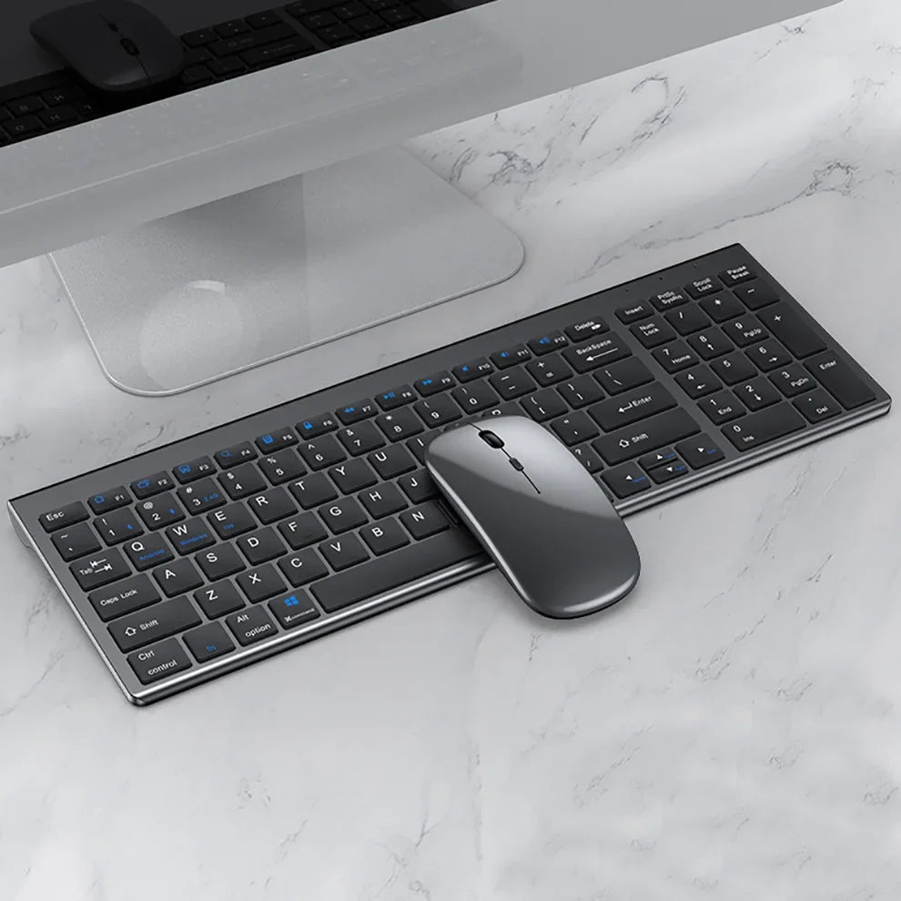 Slim Rechargeable Bluetooth Keyboard and Mouse Set for