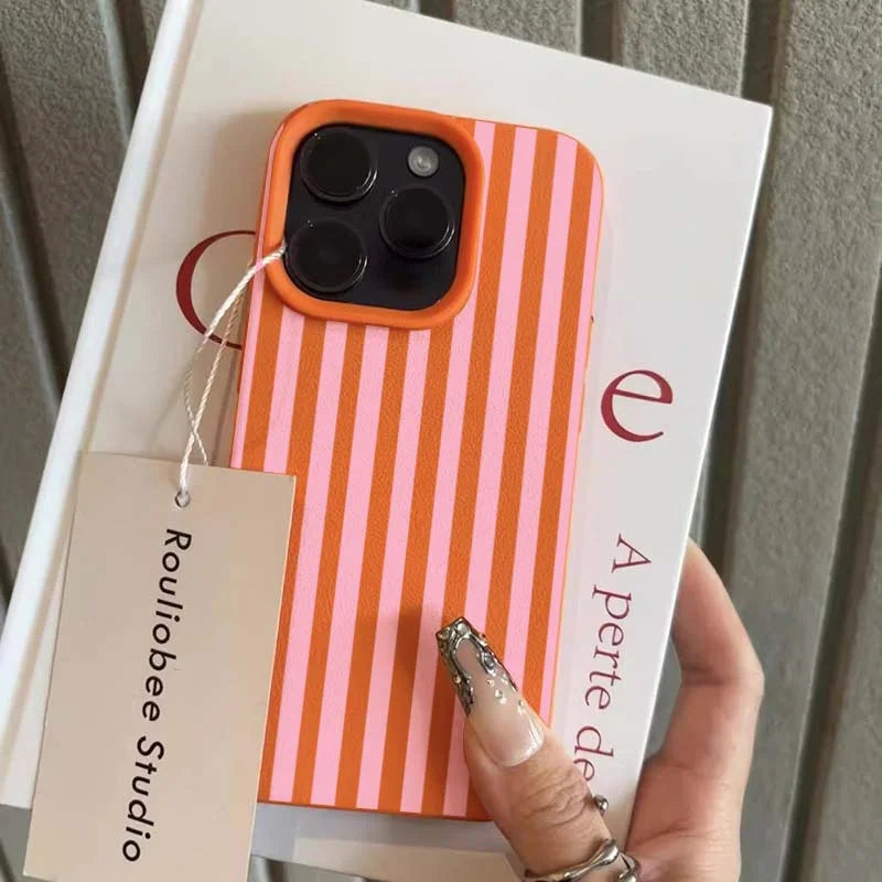 Colorful Striped Minimalist INS Couple Phone Case