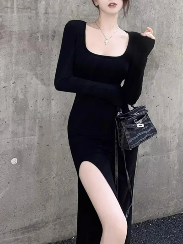 Women's Side Slit Bodycon Midi Dress