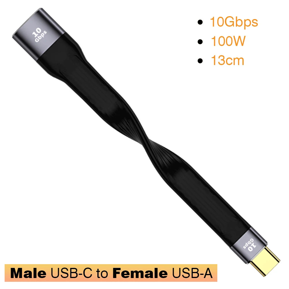 USB3.1 10Gbps Short Cable 13cm PD 100W USB