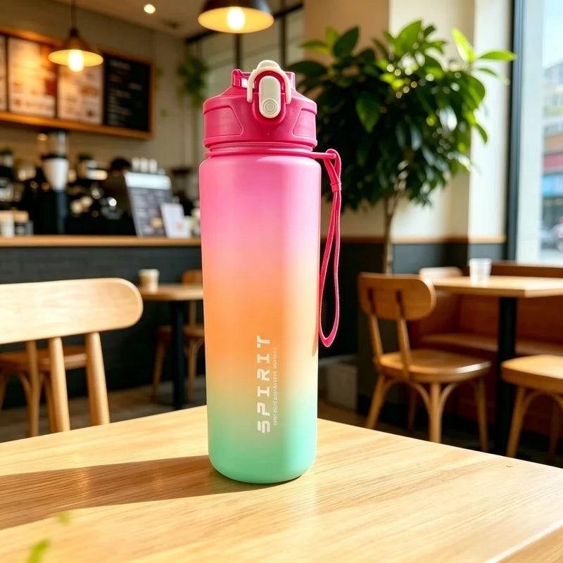 Sports Water Bottle with Time - Tracking Straw Leak