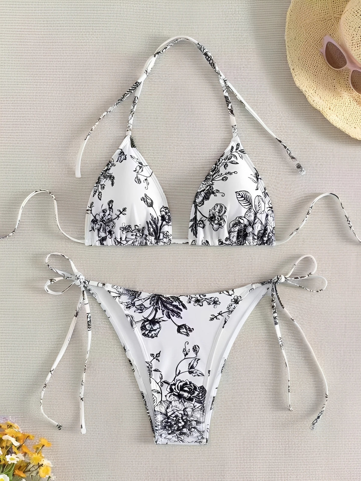 Halter Triangle Bikinis Printed Swimsuit Women
