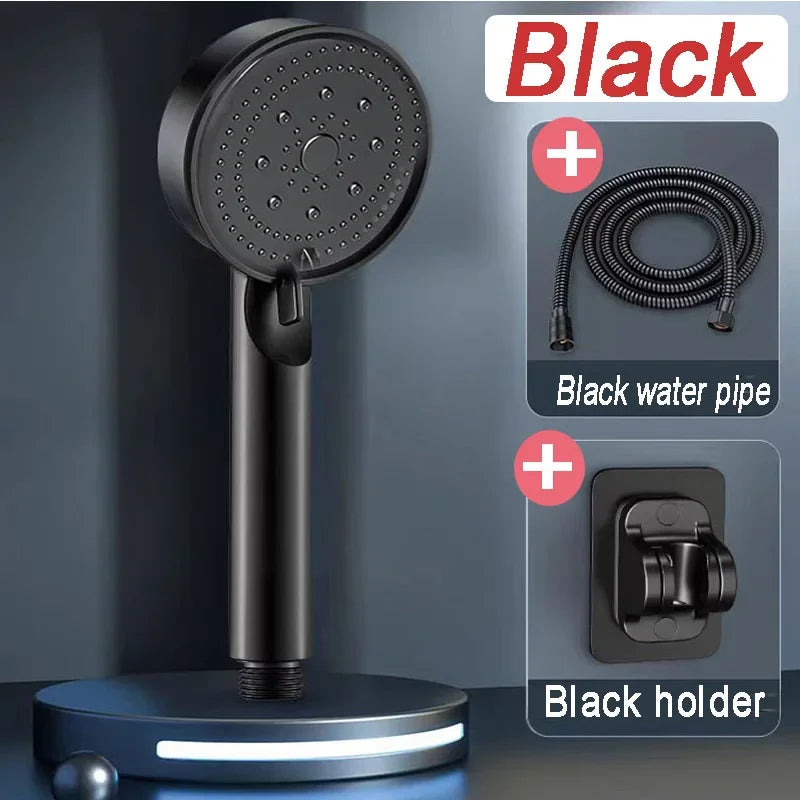 Black 5 Modes Shower Head Adjustable High