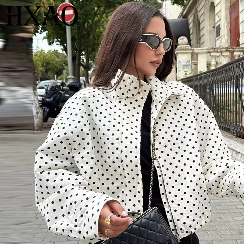 HXAO Polka Dot Bomber Jacket Women's Jackets Demi