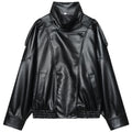 HXAO New Arrival Women's Bomber Jacket Leather Black