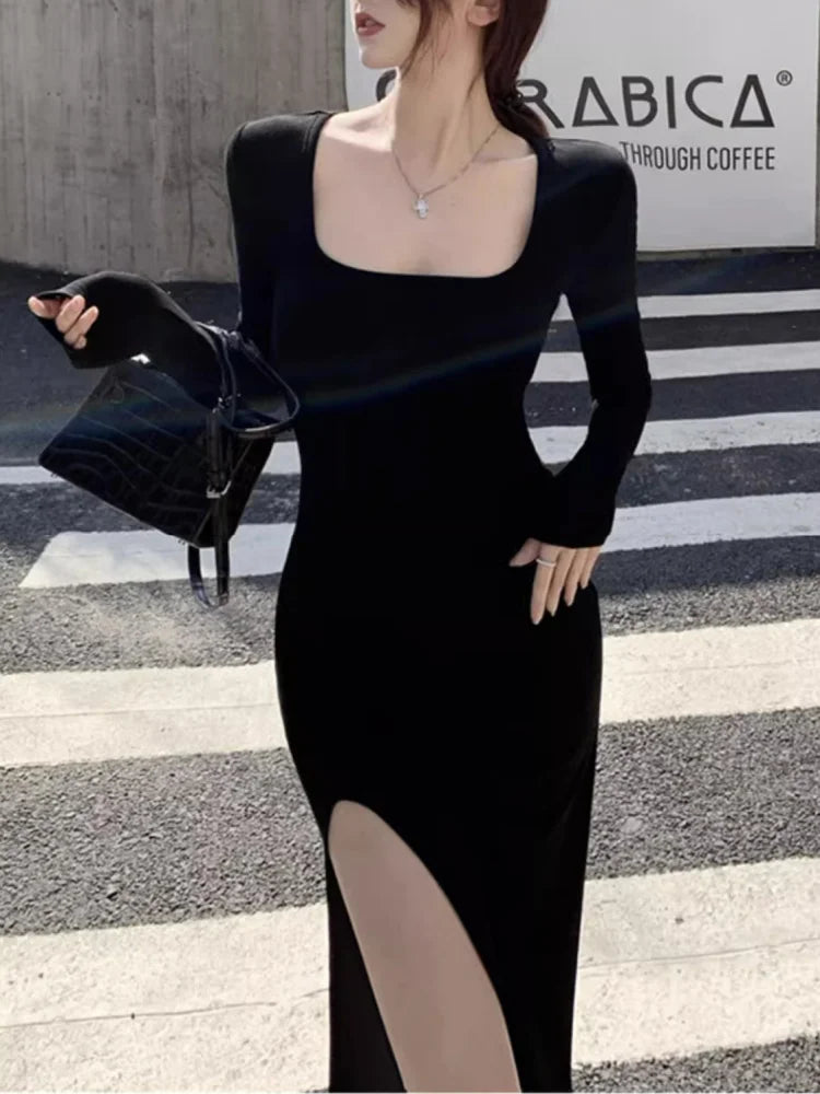 Women's Side Slit Bodycon Midi Dress