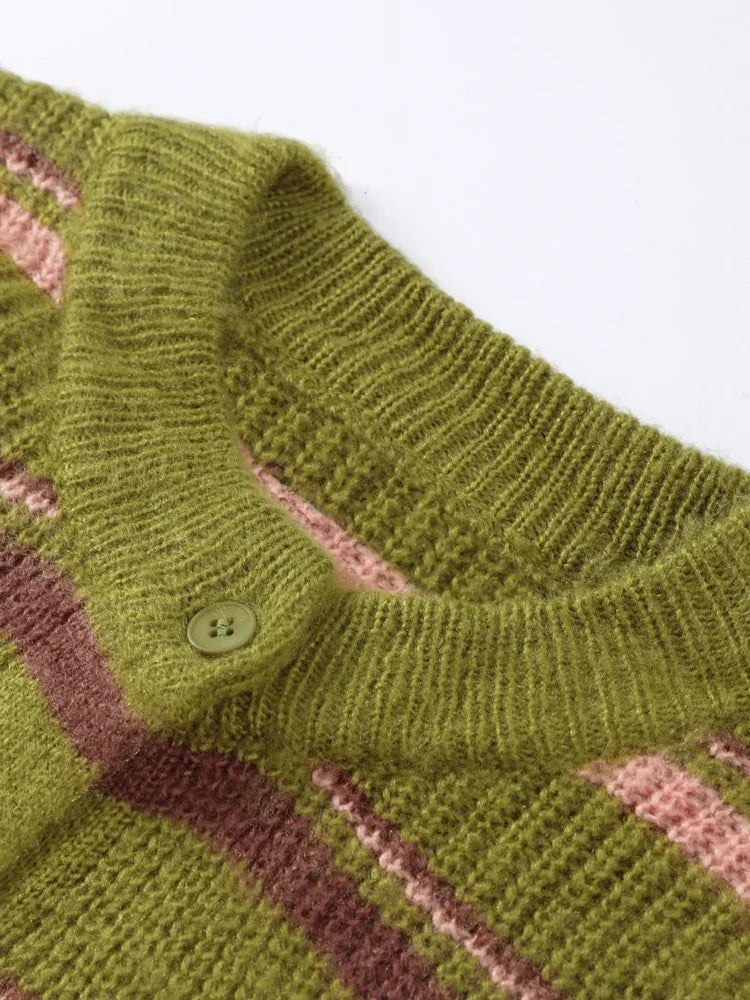 Casual Striped Women's Cardigan 2026 Autumn Loose