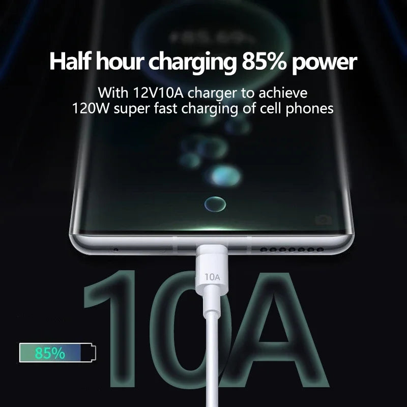 Android 120W 10A USB to Type C Cable Super Fast