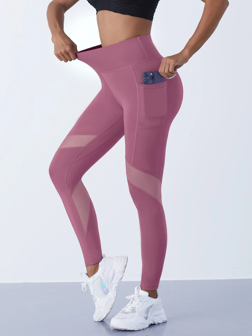 1PCS Women's Mesh Splicing Yoga Pants Shaping Leggings