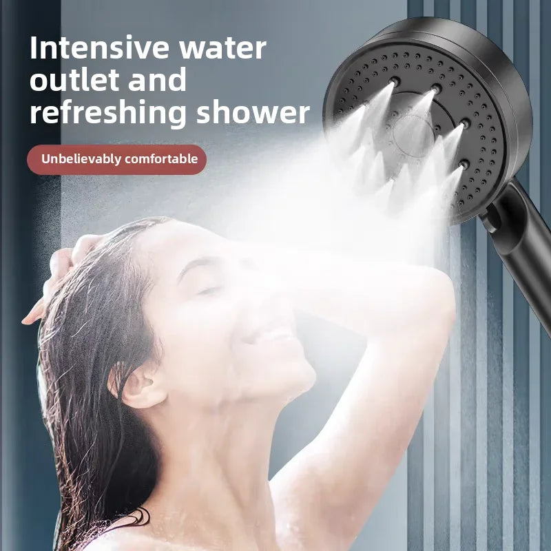 Black 5 Modes Shower Head Adjustable High
