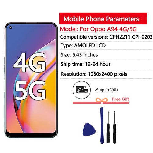 Écran AMOLED 6,43" A94 pour OPPO A94 4G 5G LCD