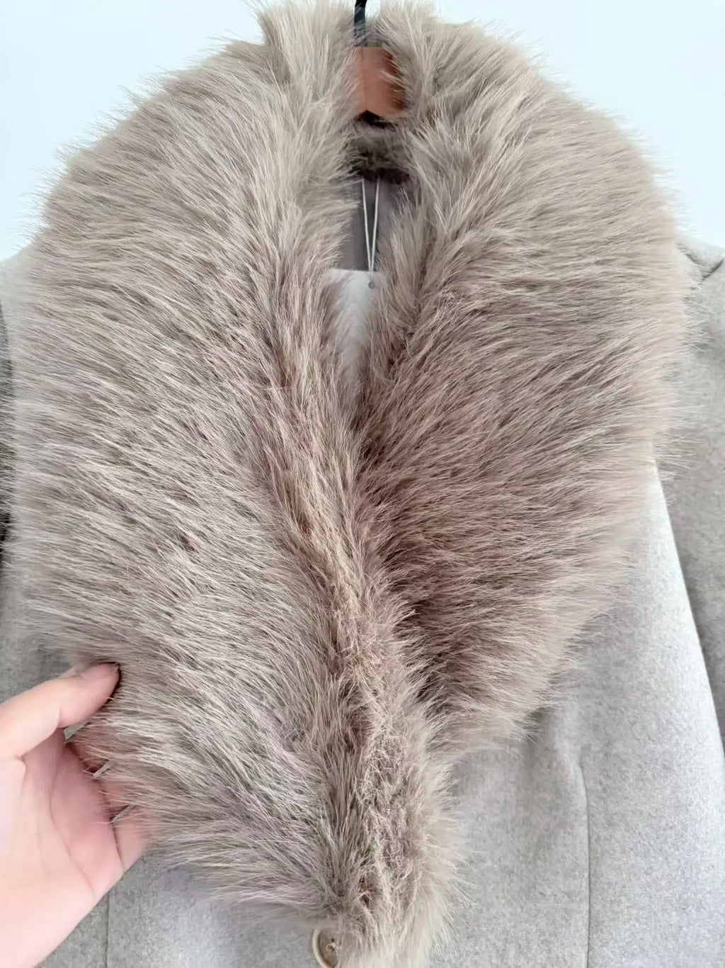 Women's Belt Warm Fur Collar Coat Flip Collar Pocket