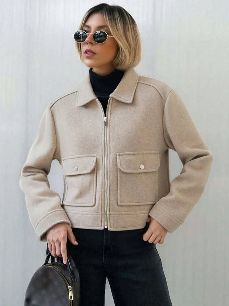 SLTNX Women's Zipper Jacket Coat New Winter Long Sleeve