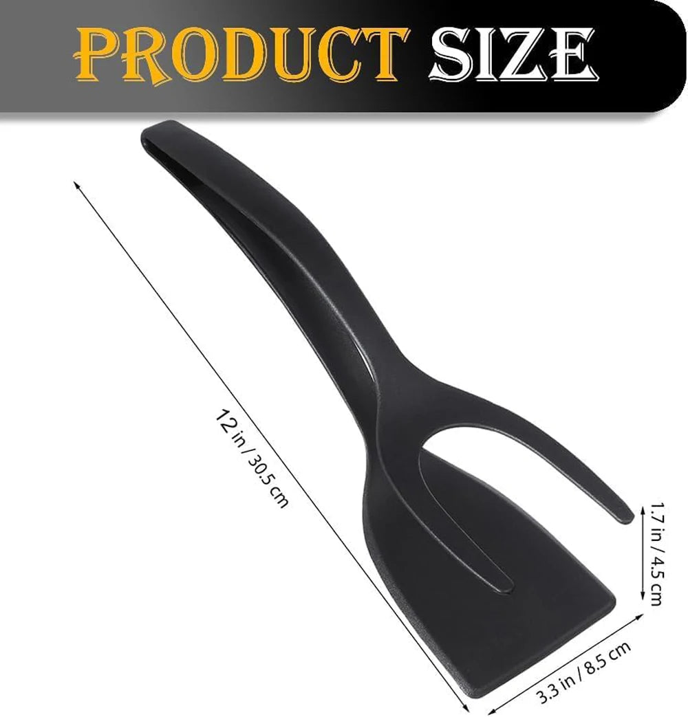 New 2 in 1 Grip Flip Spatula Tongs Egg Flipper
