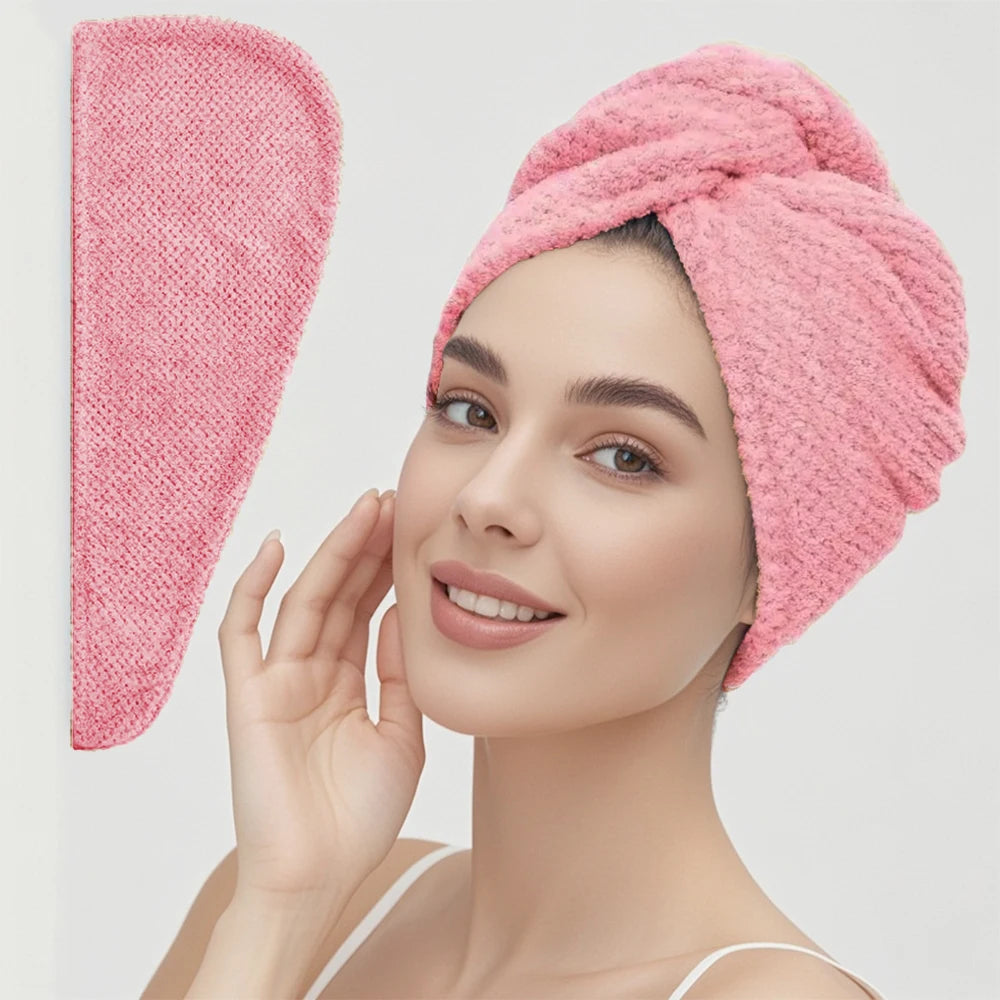 Solid Color Hair Towel Textured Dry Hair Cap 9.8'