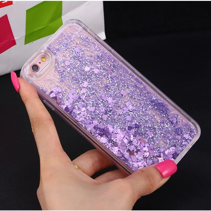 Coque de téléphone à paillettes étoiles cœur d'amour pour iPhone 15