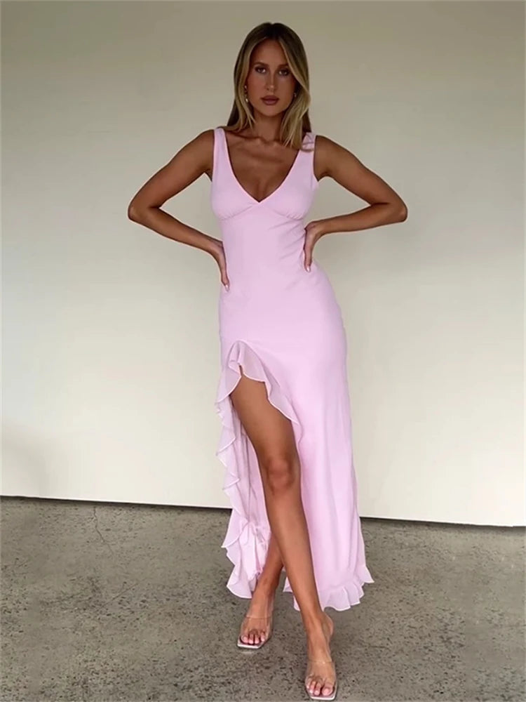Ladies Summer Ruffle Evening Birthday Party Dress Women