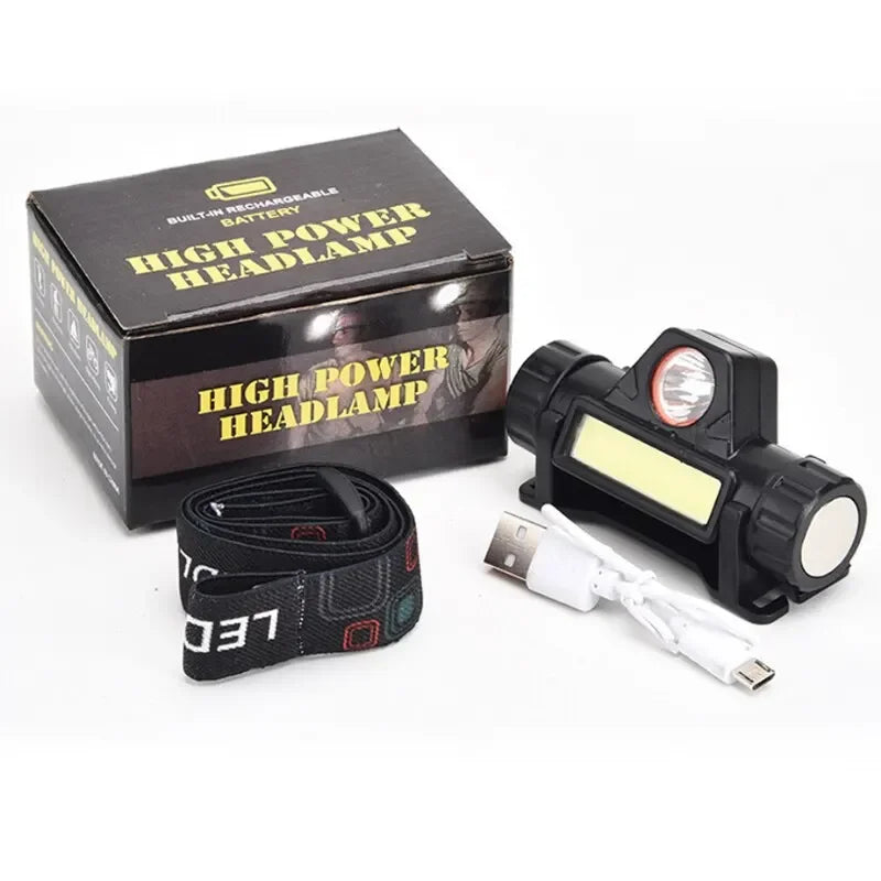 Rechargeable COB LED USB Headlamp Strong Magnetic