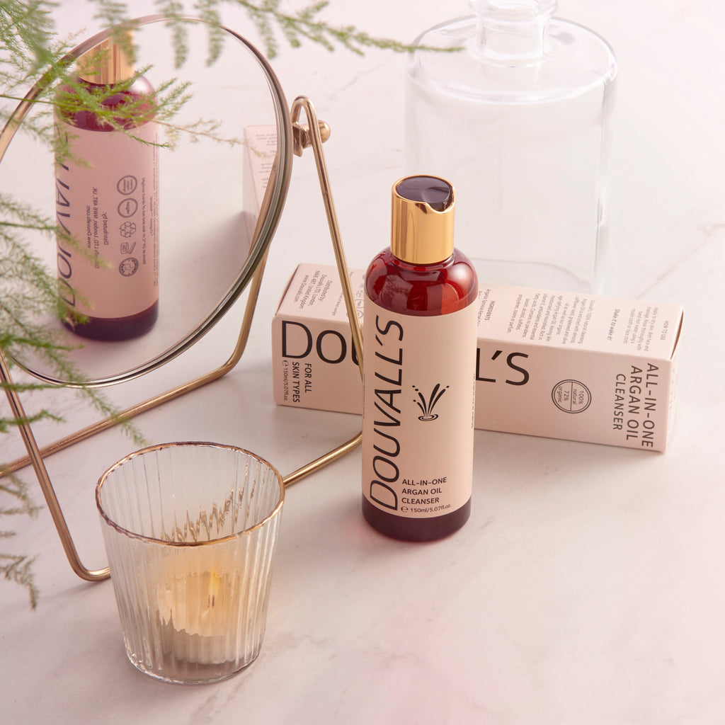 Coffret cadeau Argan de luxe contenant un nettoyant à l'argan de 150 ml et une huile d'argan biologique première pression à froid de 50 ml