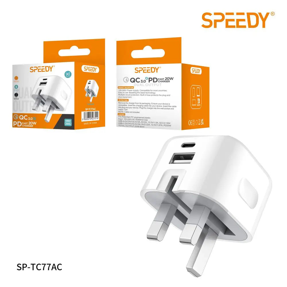 20W Foldable Dual USB - A & USB - C Fast Charger