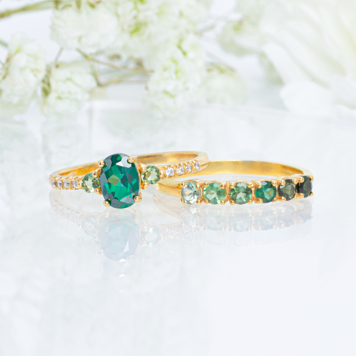 Ombre Green Tourmaline Eternity Band in 18k Gold