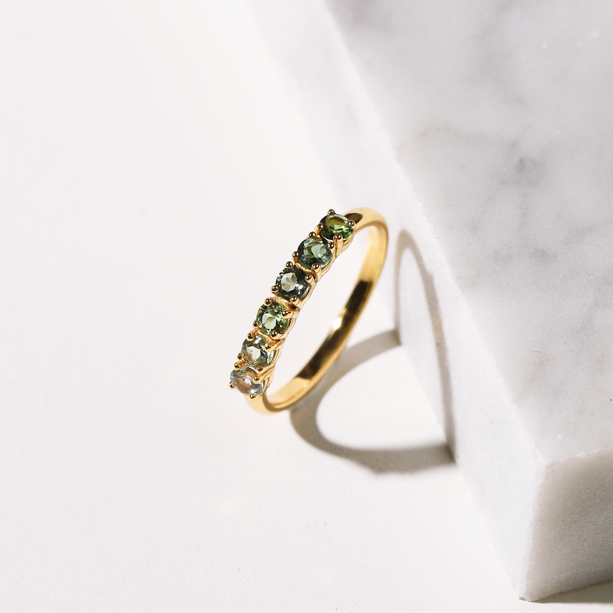 Ombre Green Tourmaline Eternity Band in 18k Gold