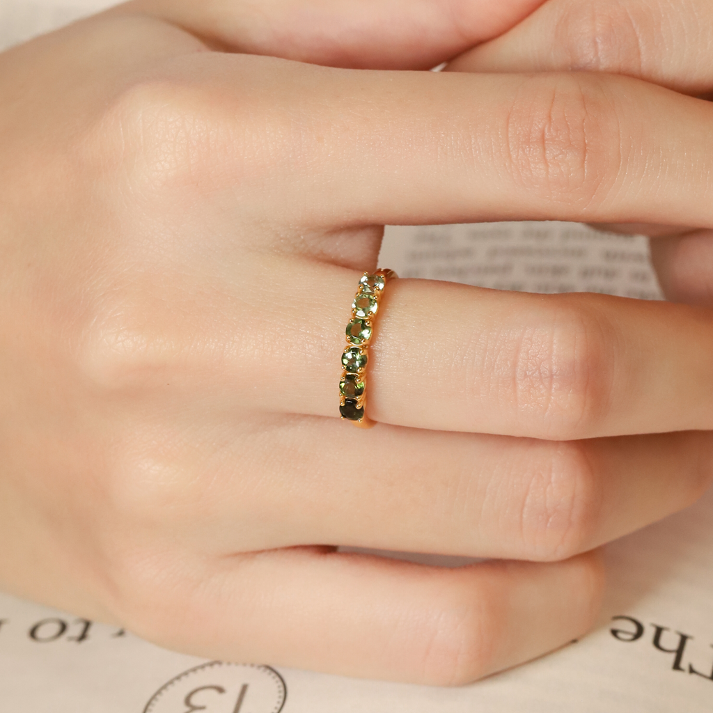 Ombre Green Tourmaline Eternity Band in 18k Gold