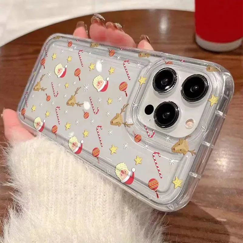 Coque transparente à imprimé graphique de Noël d'hiver