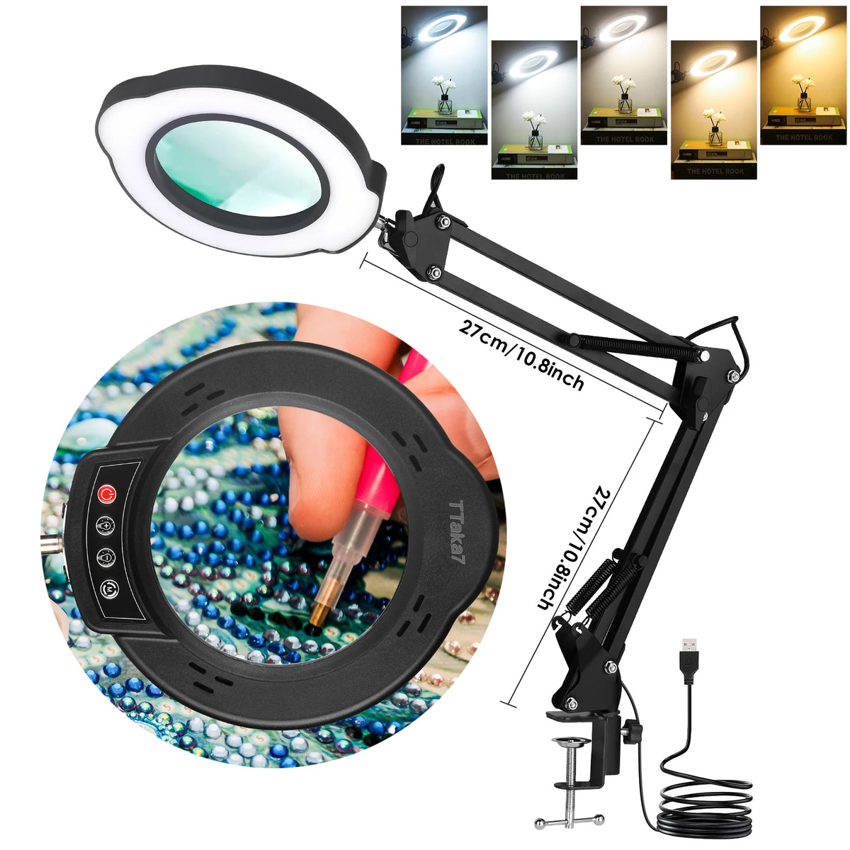 72LED 8X/10X NEW Illuminated Magnifier USB 3