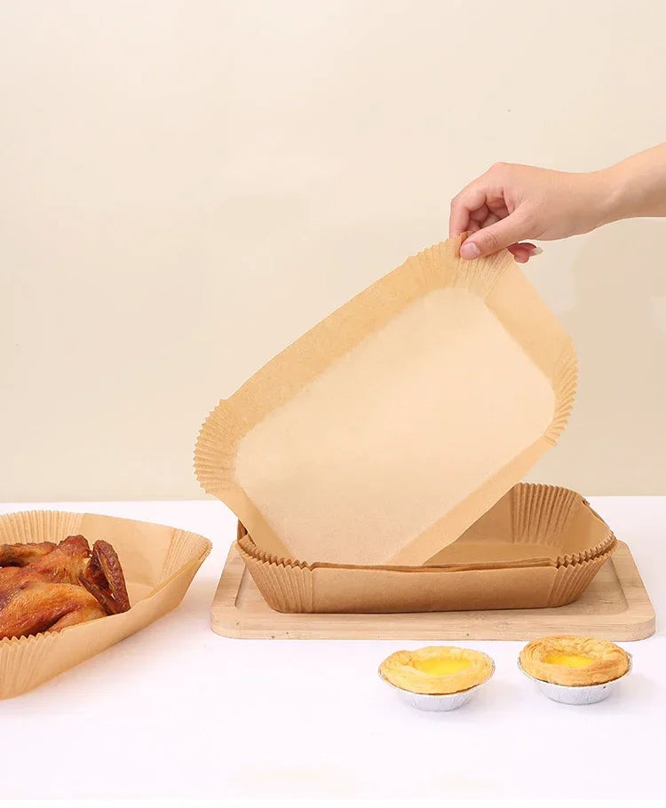 Papier jetable pour friteuse à air chaud, tapis de cuisson antiadhésif, résistant à l'huile, pour micro-ondes et barbecue, doublure en papier sulfurisé, accessoires.