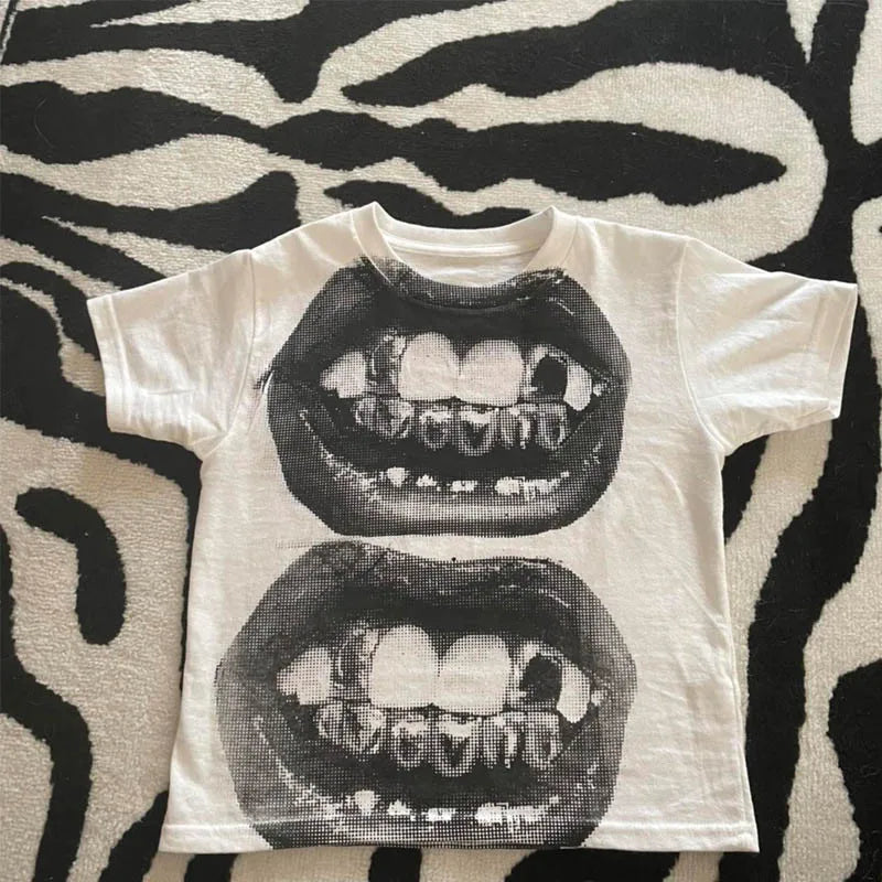 Punk Y2K Baby Short Sleeve Top Gothic Street T