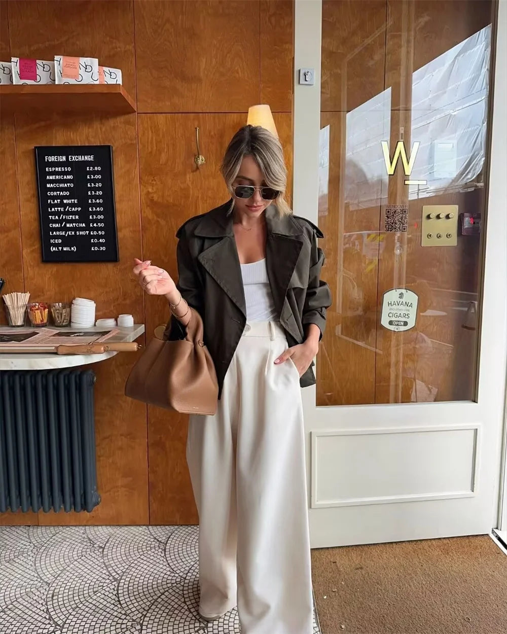Women's Vintage Cropped Double Breasted Trench