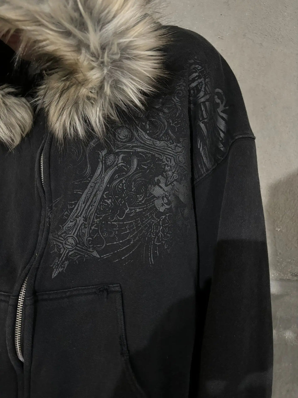 Automne/Hiver Y2k Femme Esthétique Harajuku Faux Col Fourrure Sweats à Capuche Vêtements Graphique Hip Hop Punk Gothique Zippé