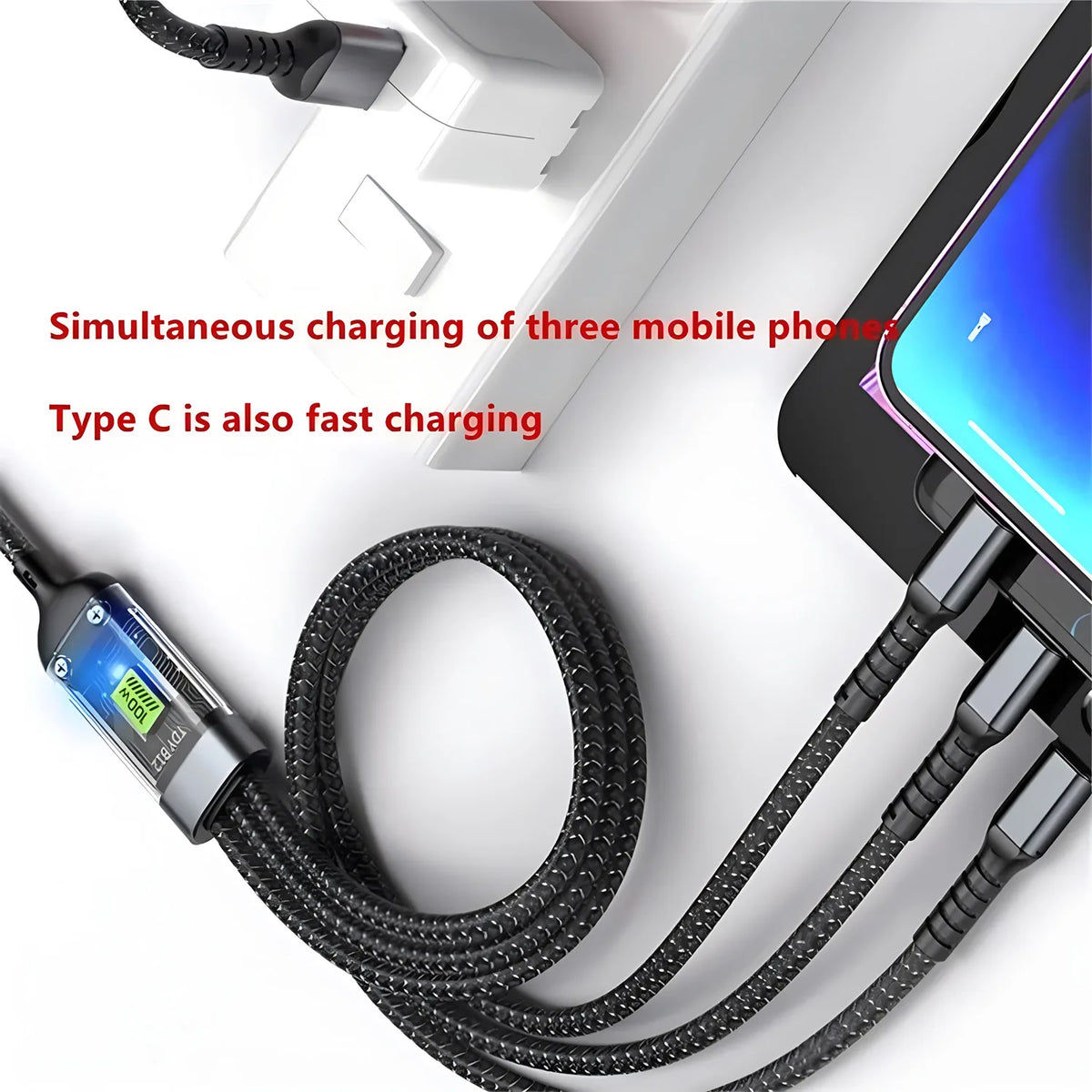 100W Fast Charging Cable Multi Charger Cable
