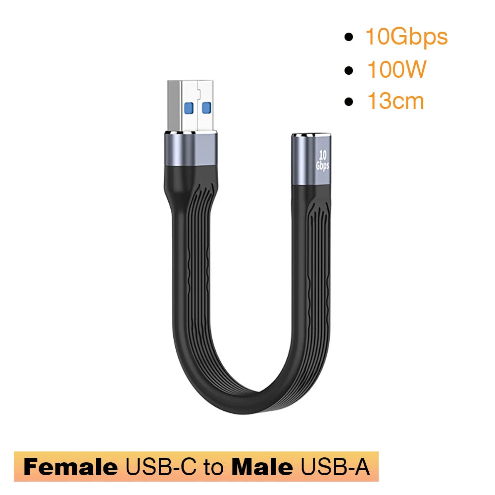 USB3.1 10Gbps Short Cable 13cm PD 100W USB